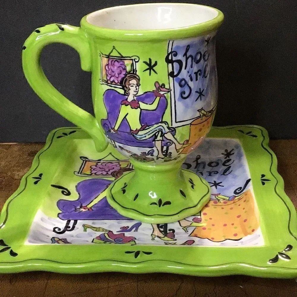 Mug and plate “Shoe Girl “ by Jennifer Brinley